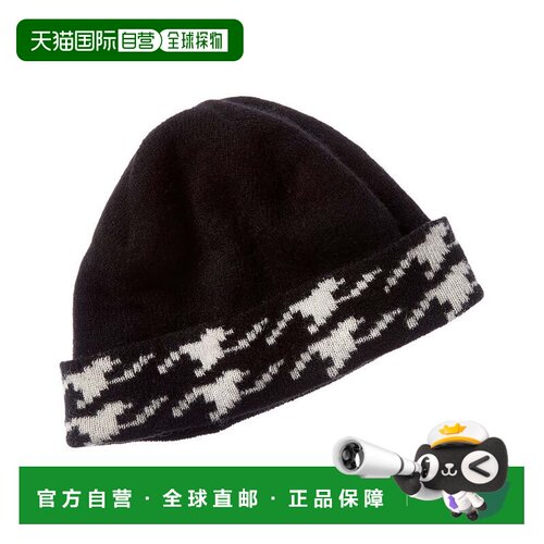 自营Portolano Pied De Poule Cashmere Hat - black 美国奥莱直