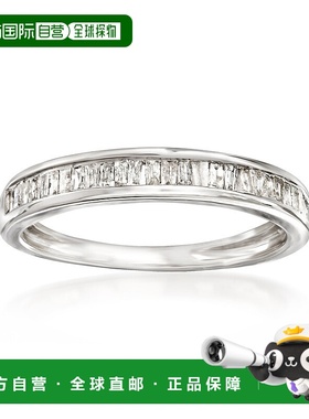 自营 925 纯银 Ross-Simons 长方形钻石戒指 - 白色 美国奥莱直发