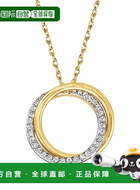 自营 Ross-Simons 14 克拉黄金钻石双圆形吊坠项链 - 16 英寸 美