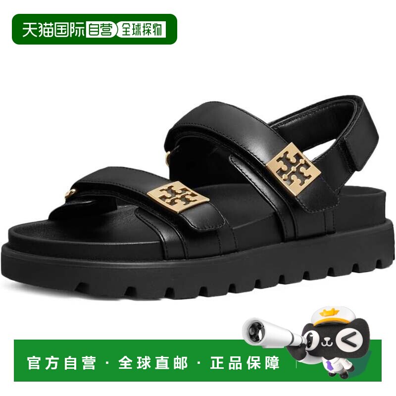 自营Tory Burch女士圆润运动凉鞋，完美黑色/金色-完美黑色/金色