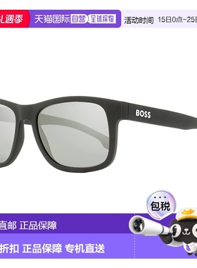 自营 Boss男士长方形太阳镜B1568S 003T4哑光黑色55mm-003T4 美国