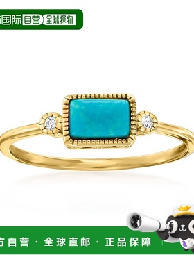 自营 RS Pure by Ross-Simons 14kt 黄金绿松石和钻石戒指 - 白色