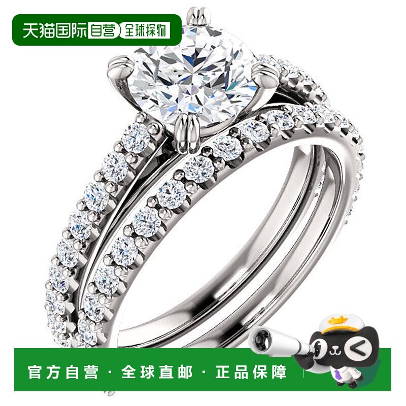 自营 pompeii3G/SI 2 ct 钻石订婚结婚戒指套装白金增强 - 14k 白