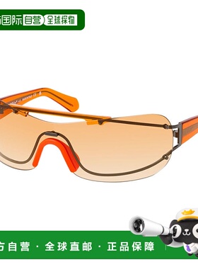 自营 off-white米白色无框防护太阳镜，炮铜色/橙色框架和橙色渐O