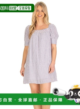 自营duffield laneThe Vera Dress in Blue Gauze Stripe - blue