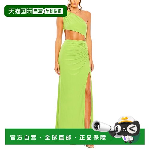 自营Mac Duggal Cut Out One Shoulder Ruched Back Gown - green