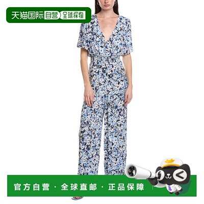 自营Vince Camuto V-Neck Surplice Jumpsuit - blue 美国奥莱直