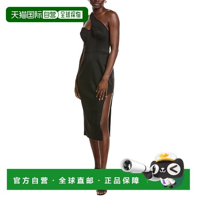 自营 Pascale La Mode单肩Midi连衣裙-黑色 美国奥莱直发