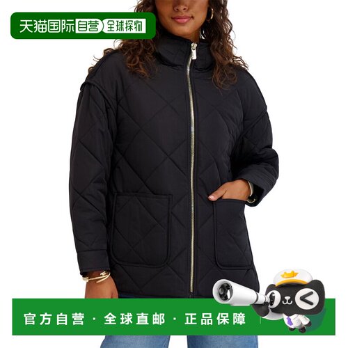 自营Kensie Cire中号绗缝夹克-黑色 美国奥莱直发