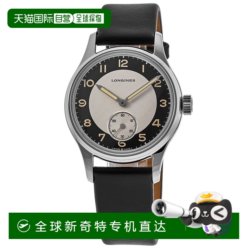自营 Longines Heritage Classic Black & Silver Dial Leather S