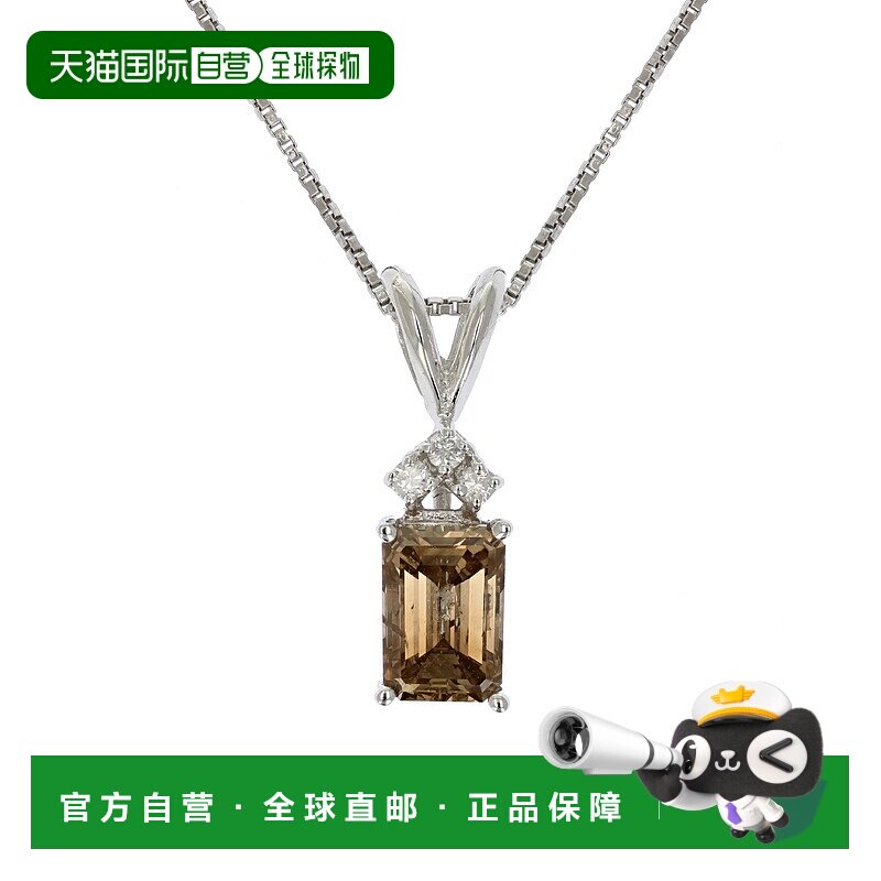 自营 vir jewels1.25 克拉祖母绿形香槟钻石单石吊坠 14K 白金链