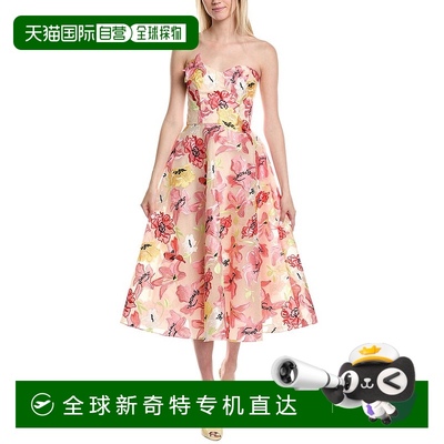 自营 Rene Ruiz刺绣Fil Coupe鸡尾酒会连衣裙-粉红色 【美国奥莱