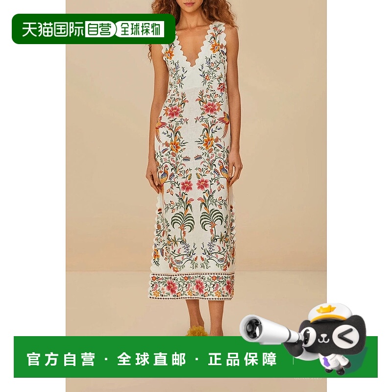 自营farm rio多色精致森林亚麻长裙 美国奥莱直发