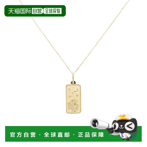 自营sabrina14K Yellow Gold Rectangle Zodiac Sign Necklace -