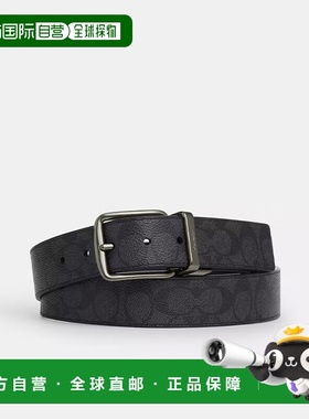 自营 COACH蔻驰MODERN HARNESS CTS品牌标识牛皮皮带男款黑色宽3.
