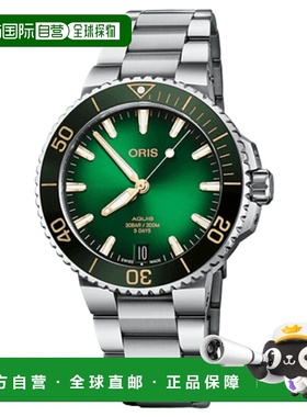 自营 Oris Aquis Date自动绿色表盘钢制男士手表01 400 7769 4127