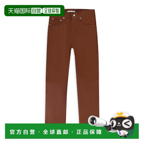 自营Helmut Lang Brown Mask Hi红色直筒皮革牛仔裤-棕色 美国奥