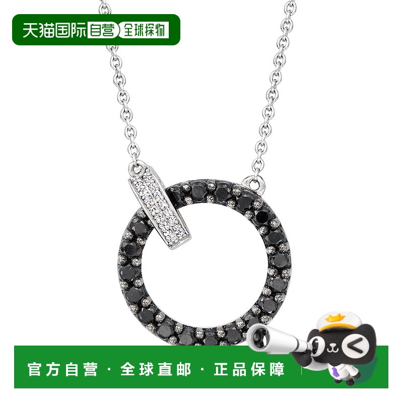 自营 Ross-Simons Black Spinel and . Diamond Circle Clasp Nec