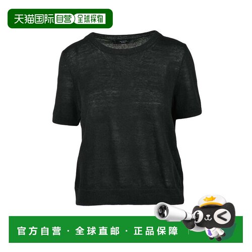 自营max maraBlack Pancone Linen Knit Top - black 美国奥莱直