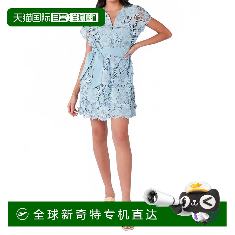 自营 abbey glass蓝色3D蕾丝迷你连衣裙 【美国奥莱】直发
