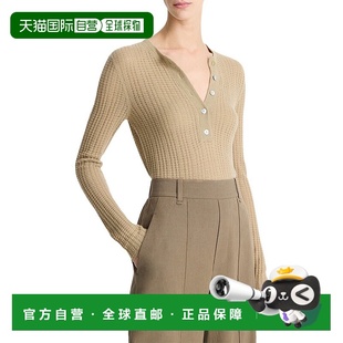 Cashmere Silk 自营Vince Henley Knit Blend brown Waffle