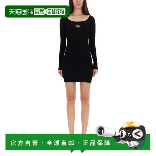 自营dieselM-Vera Embellished Ribbed Mini Dress - black 美国