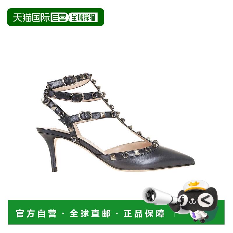 自营valentino garavani尖头脚踝系带Rockstud高跟鞋搭配金字塔形