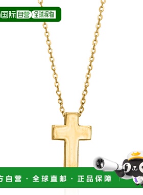 自营 Ross-Simons 14kt 黄金十字架吊坠项链 - 16 英寸 美国奥莱