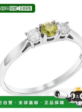 自营 vir jewels 1/2 cttw 3 石黄色和白色钻石订婚戒指 14K 白金