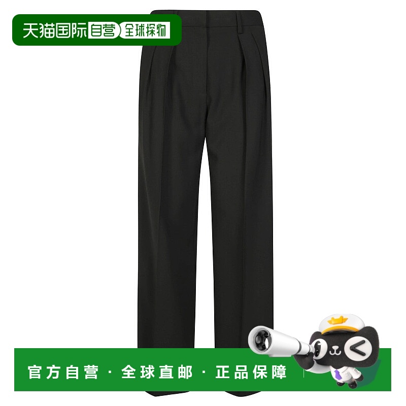 自营forte forte高腰羊毛和粘胶混纺定制长裤-黑色 美国奥莱直发