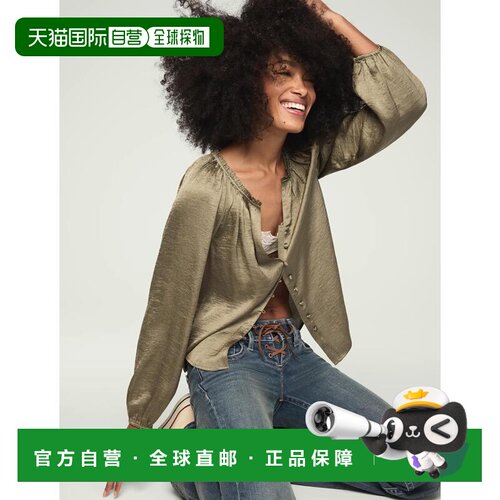自营lucky brandLucky品牌女长袖插肩农家顶级中号深绿色 美国奥
