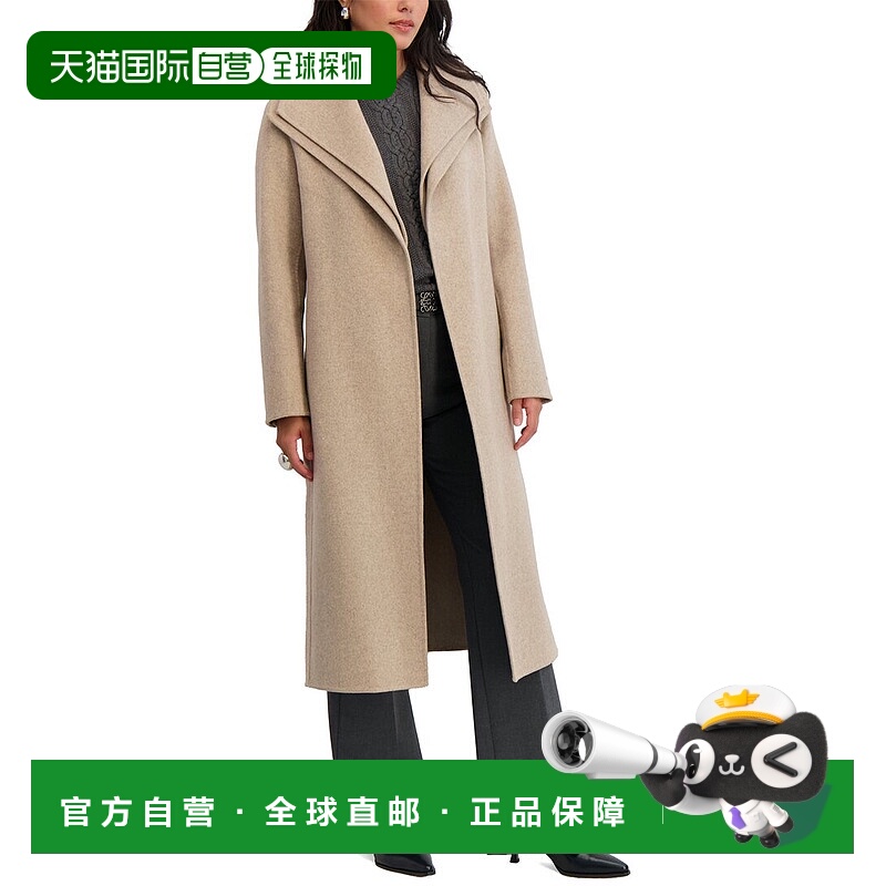 自营Tahari Elliot Long Wool-Blend Coat - multi 美国奥莱直发