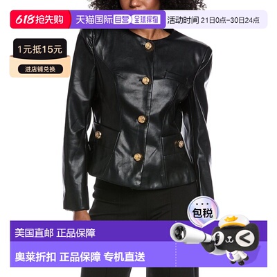 自营Beulah Vegan Leather Jacket - black 美国奥莱直发外套皮衣