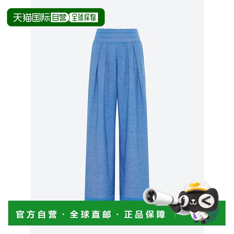 自营molliWomen's Fluid Pleated Trousers In Royal Blue Denim