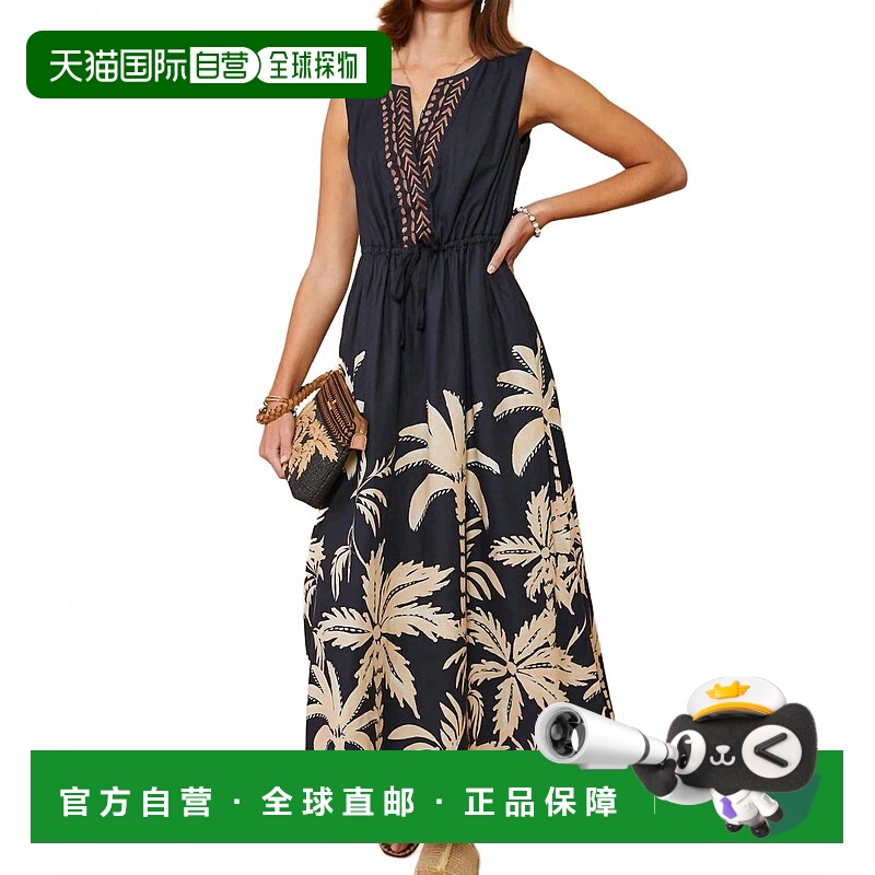 自营spartina 449Keila Midi Dress In Southern Resort Palms Bl
