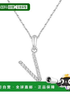 自营 sabrina14k 白金和钻石初始项链 - 白色 v 美国奥莱直发吊坠