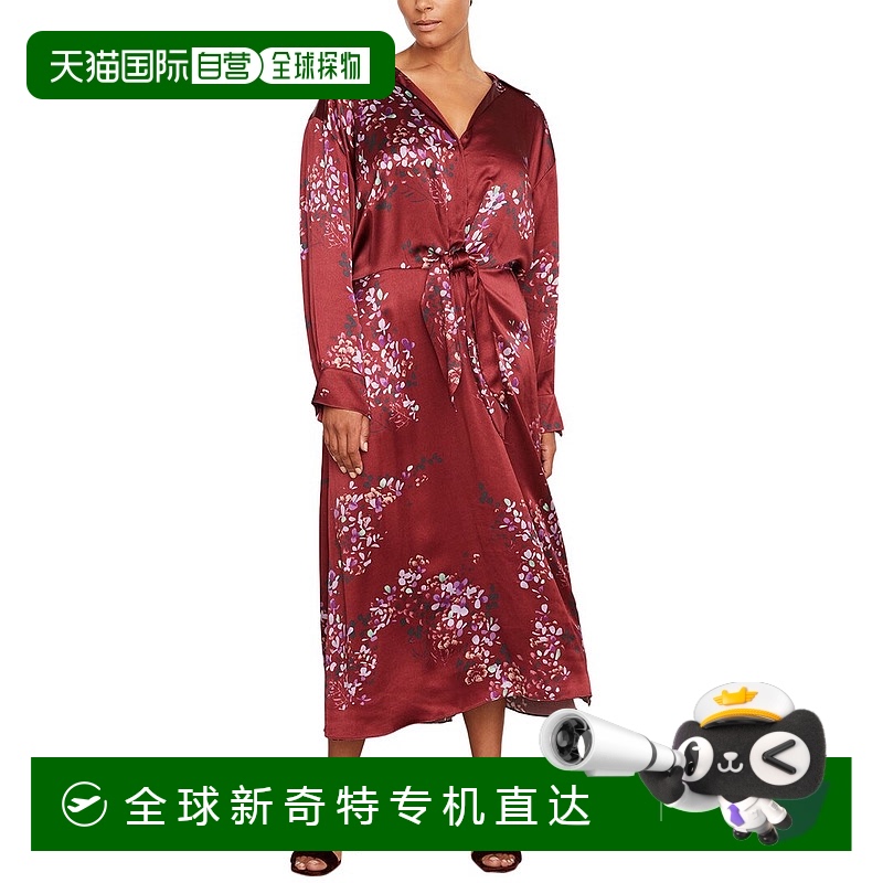 自营 Vince丝绸镶边领带连衣裙-橙色 【美国奥莱】直发