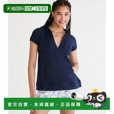自营Aeropostale Short Sleeve Babydoll Tie-Back V-Neck Fleece