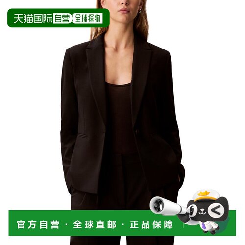 自营Calvin Klein光滑弹力修身西装外套-黑色 美国奥莱直发
