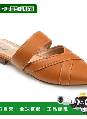 自营Journee Collection Stasi Flat Women's Brown Leather Poin