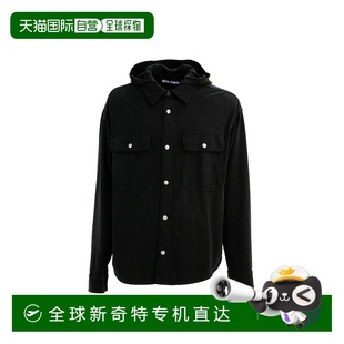 Men Angels 自營(yíng) Hooded Classic Logo Palm Overshirt black