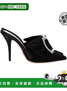 自营Alexandre Vauthier Lola 黑色缎面装饰穆勒鞋 - 黑色 【美国