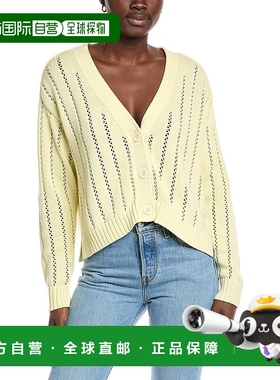 自营autumn cashmere棉质秋季羊绒V领开衫-黄色 美国奥莱直发