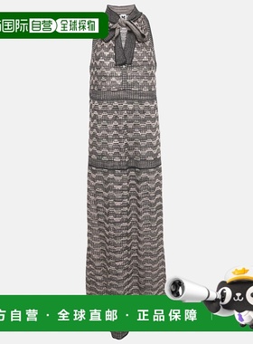 自营M Missoni Black /pink Patterned Lurex Knit Neck Tie Deta