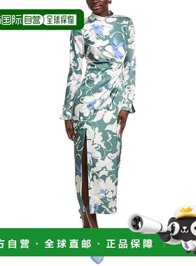 自营 lela roseLela玫瑰褶皱护套连衣裙-绿色 美国奥莱直发