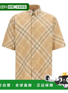 自营Burberry Men's Logo Embroidery Check Shirt - beige 美国