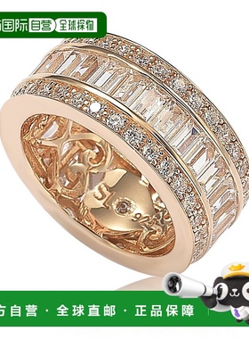 自营 Suzy Levian Rose 纯银立方氧化锆白色长方形现代永恒戒指 -