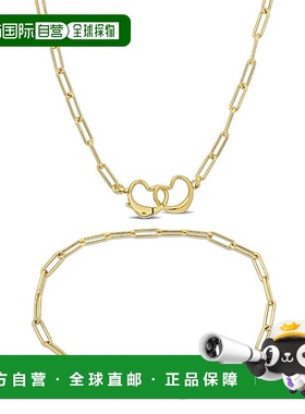 自营 Mimi & Max Paperclip Double Heart Clasp Bracelet and Ne