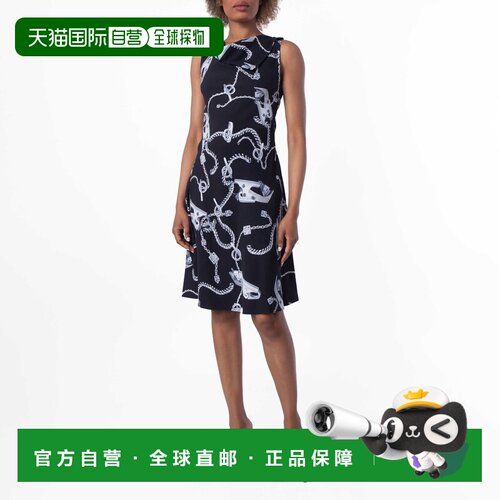 自营Burberry Knight五金印花连衣裙-银色/黑色 美国奥莱直发