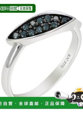 自营 vir jewels 1/5 cttw 蓝色钻石戒指 .925 纯银镀铑 - 银 美
